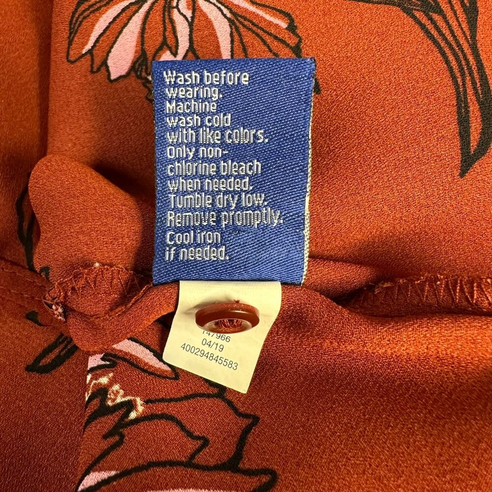 Apt. 9 Women's Floral Print Sleeveless Tank Top Blouse, Size Large, Burnt Orange - Picture 11 of 11